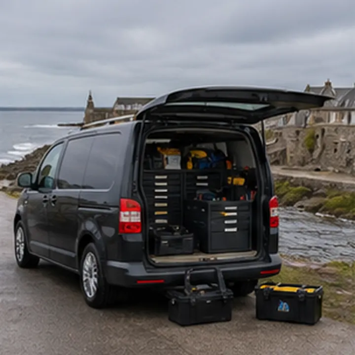 Illustrative black Montrose Sparks electrician van
